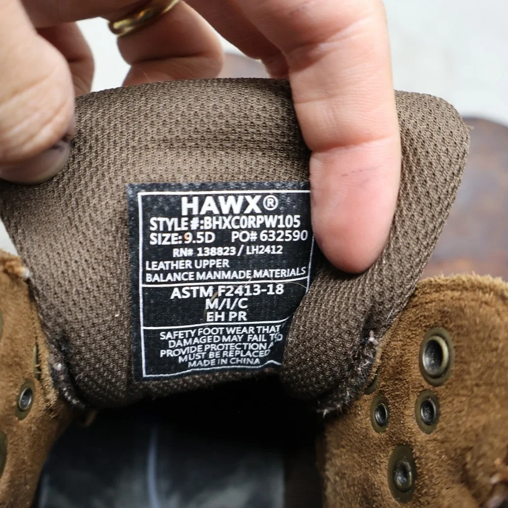 Hawx Mens 9.5D Brown Work Boots Composite Toe Cordura Waterproof BHXCORPW105